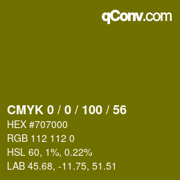 Color code: CMYK 0 / 0 / 100 / 56 | qconv.com