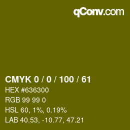 颜色代码: CMYK 0 / 0 / 100 / 61 | qconv.com