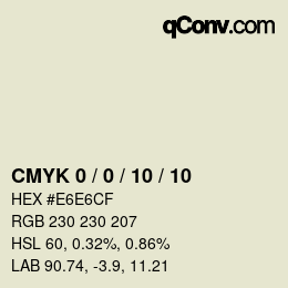 カラーコード: CMYK 0 / 0 / 10 / 10 | qconv.com