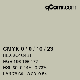 颜色代码: CMYK 0 / 0 / 10 / 23 | qconv.com
