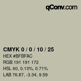 Farbcode: CMYK 0 / 0 / 10 / 25 | qconv.com
