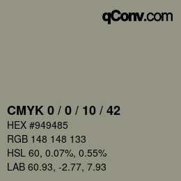 カラーコード: CMYK 0 / 0 / 10 / 42 | qconv.com
