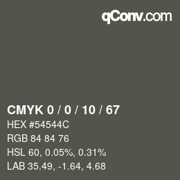 Color code: CMYK 0 / 0 / 10 / 67 | qconv.com