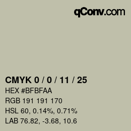 カラーコード: CMYK 0 / 0 / 11 / 25 | qconv.com
