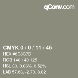 Color code: CMYK 0 / 0 / 11 / 45 | qconv.com