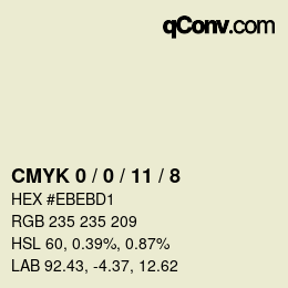 颜色代码: CMYK 0 / 0 / 11 / 8 | qconv.com