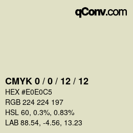カラーコード: CMYK 0 / 0 / 12 / 12 | qconv.com