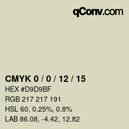 カラーコード: CMYK 0 / 0 / 12 / 15 | qconv.com