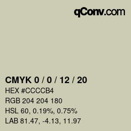 カラーコード: CMYK 0 / 0 / 12 / 20 | qconv.com