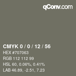 颜色代码: CMYK 0 / 0 / 12 / 56 | qconv.com