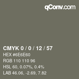 Color code: CMYK 0 / 0 / 12 / 57 | qconv.com