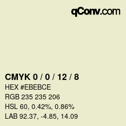 颜色代码: CMYK 0 / 0 / 12 / 8 | qconv.com