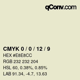颜色代码: CMYK 0 / 0 / 12 / 9 | qconv.com