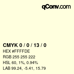 颜色代码: CMYK 0 / 0 / 13 / 0 | qconv.com