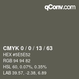 Color code: CMYK 0 / 0 / 13 / 63 | qconv.com