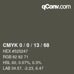 カラーコード: CMYK 0 / 0 / 13 / 68 | qconv.com