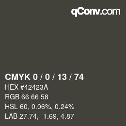 カラーコード: CMYK 0 / 0 / 13 / 74 | qconv.com