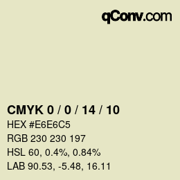 カラーコード: CMYK 0 / 0 / 14 / 10 | qconv.com