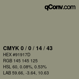 颜色代码: CMYK 0 / 0 / 14 / 43 | qconv.com