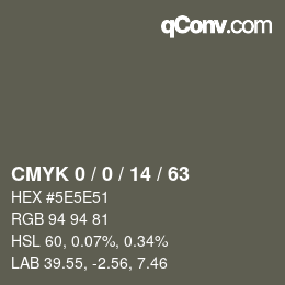 カラーコード: CMYK 0 / 0 / 14 / 63 | qconv.com