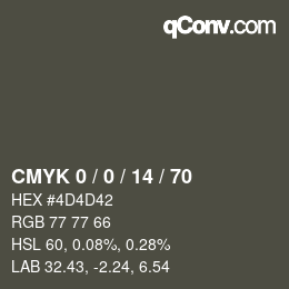 Color code: CMYK 0 / 0 / 14 / 70 | qconv.com