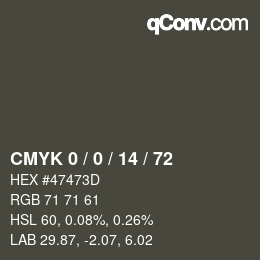 Color code: CMYK 0 / 0 / 14 / 72 | qconv.com