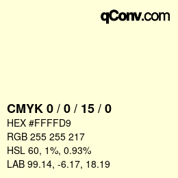 颜色代码: CMYK 0 / 0 / 15 / 0 | qconv.com