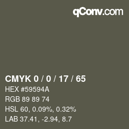 カラーコード: CMYK 0 / 0 / 17 / 65 | qconv.com