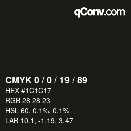 Color code: CMYK 0 / 0 / 19 / 89 | qconv.com