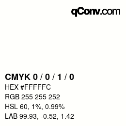 颜色代码: CMYK 0 / 0 / 1 / 0 | qconv.com