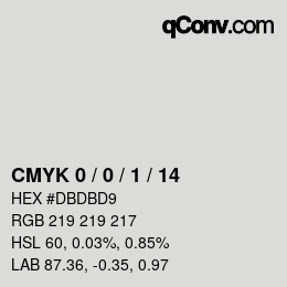 颜色代码: CMYK 0 / 0 / 1 / 14 | qconv.com