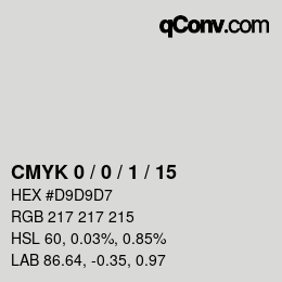 カラーコード: CMYK 0 / 0 / 1 / 15 | qconv.com