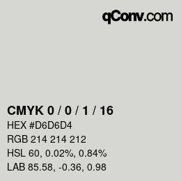 カラーコード: CMYK 0 / 0 / 1 / 16 | qconv.com