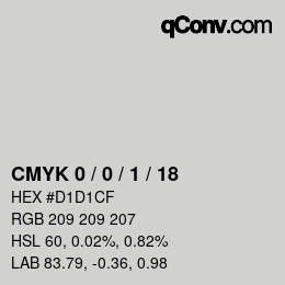 カラーコード: CMYK 0 / 0 / 1 / 18 | qconv.com