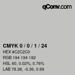 カラーコード: CMYK 0 / 0 / 1 / 24 | qconv.com