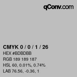 カラーコード: CMYK 0 / 0 / 1 / 26 | qconv.com