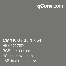 Color code: CMYK 0 / 0 / 1 / 54 | qconv.com