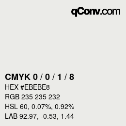 Código de color: CMYK 0 / 0 / 1 / 8 | qconv.com