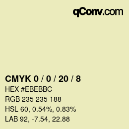 Farbcode: CMYK 0 / 0 / 20 / 8 | qconv.com