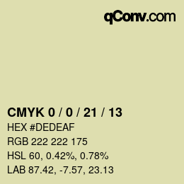 カラーコード: CMYK 0 / 0 / 21 / 13 | qconv.com