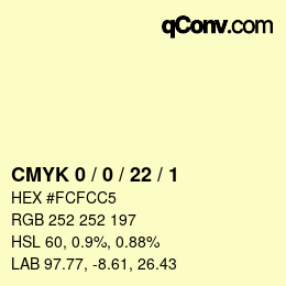 カラーコード: CMYK 0 / 0 / 22 / 1 | qconv.com