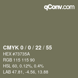 カラーコード: CMYK 0 / 0 / 22 / 55 | qconv.com