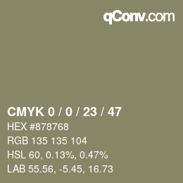 Color code: CMYK 0 / 0 / 23 / 47 | qconv.com