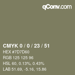 カラーコード: CMYK 0 / 0 / 23 / 51 | qconv.com