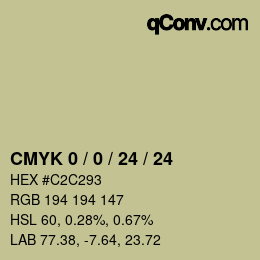 カラーコード: CMYK 0 / 0 / 24 / 24 | qconv.com