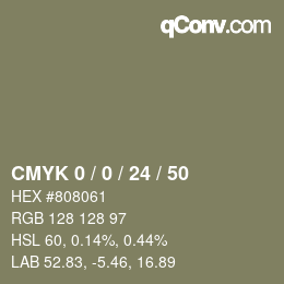 カラーコード: CMYK 0 / 0 / 24 / 50 | qconv.com