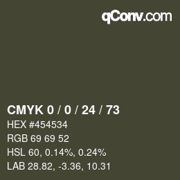 カラーコード: CMYK 0 / 0 / 24 / 73 | qconv.com