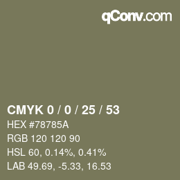 カラーコード: CMYK 0 / 0 / 25 / 53 | qconv.com