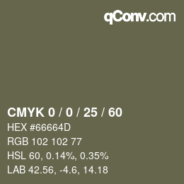 カラーコード: CMYK 0 / 0 / 25 / 60 | qconv.com
