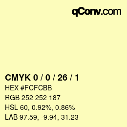颜色代码: CMYK 0 / 0 / 26 / 1 | qconv.com